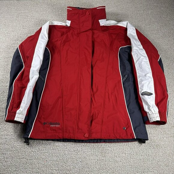 Columbia Omni Tech Vertex Waterproof Hidden Hood Jacket Red Women’s Size Medium - Picture 1 of 6
